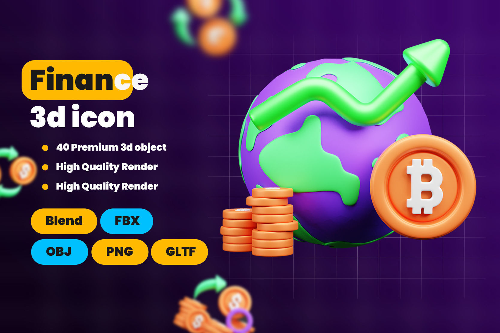 Finance 3d Illustration Icon Pack 3D model_1