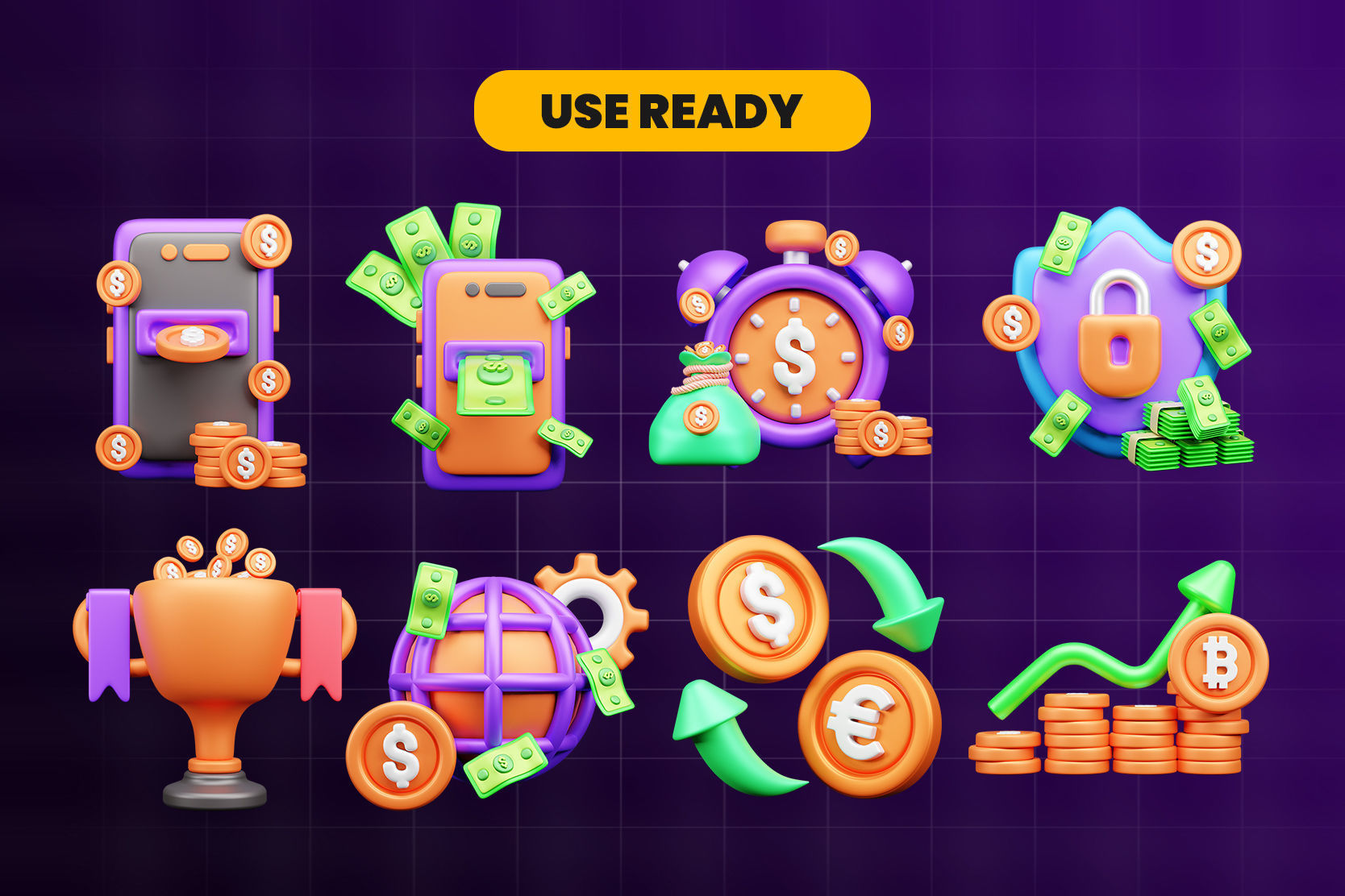 Finance 3d Illustration Icon Pack 3D model_3