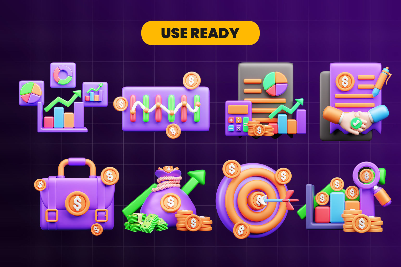 Finance 3d Illustration Icon Pack 3D model_2