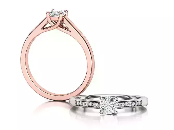 Engagement solitaire 4 prong ring 40 pointer stone 3dmodel 3D print model
