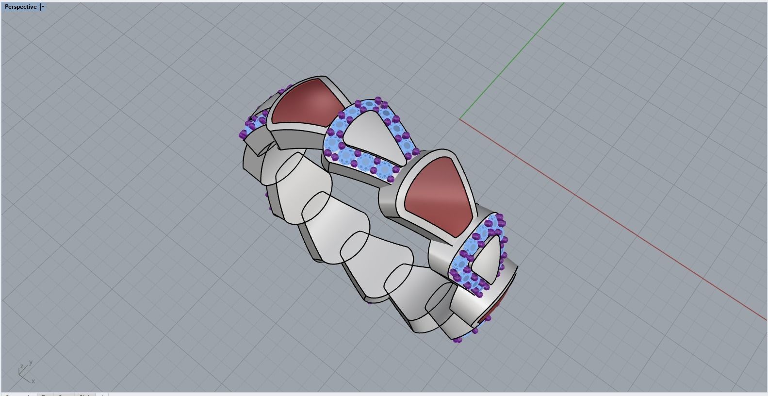 Enamel Serpenti collection ring with gems model 895 3D print model_9