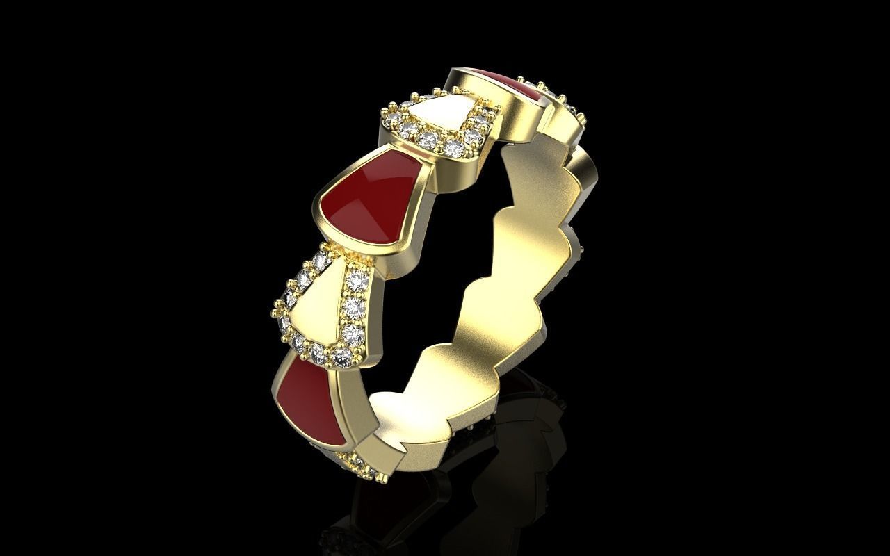 Enamel Serpenti collection ring with gems model 895 3D print model_26