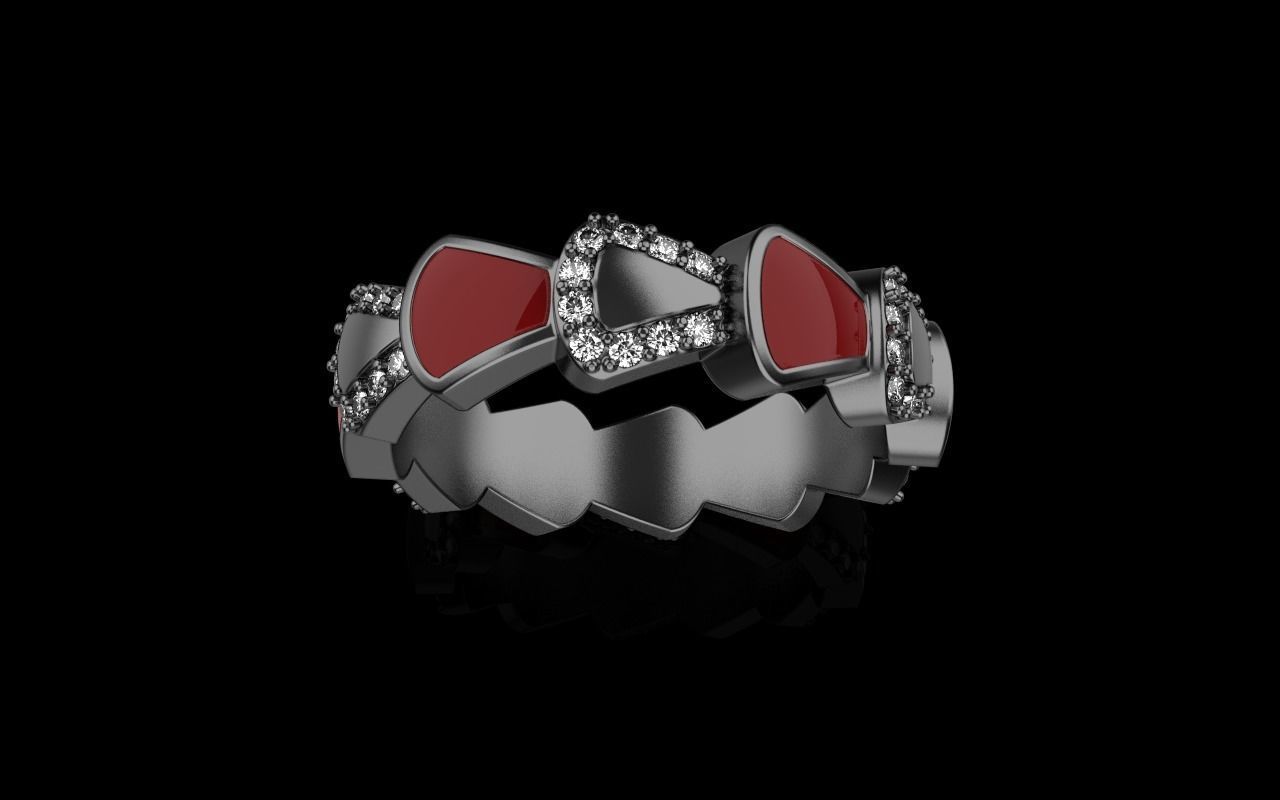 Enamel Serpenti collection ring with gems model 895 3D print model_22