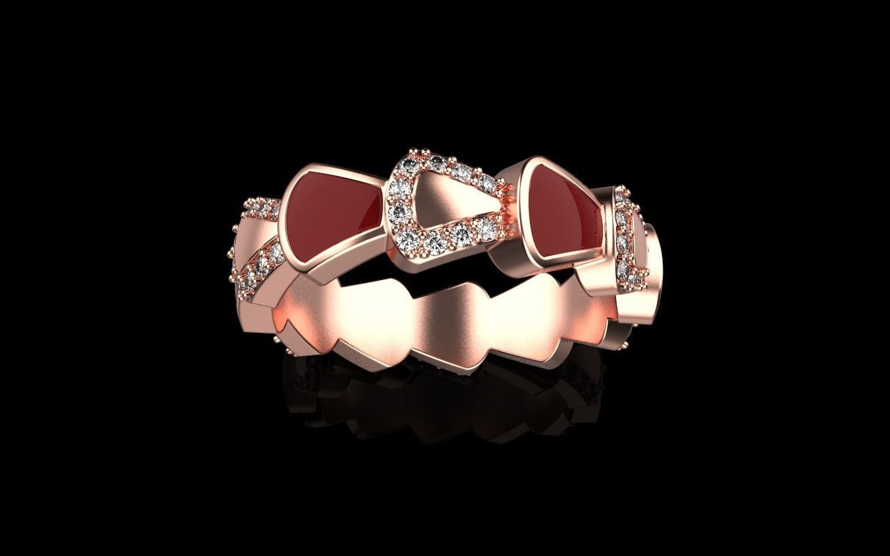 Enamel Serpenti collection ring with gems model 895 3D print model_21