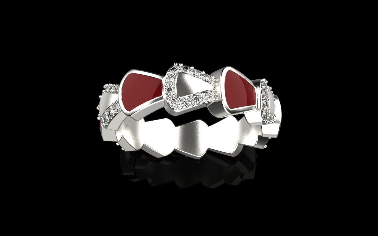 Enamel Serpenti collection ring with gems model 895 3D print model_23