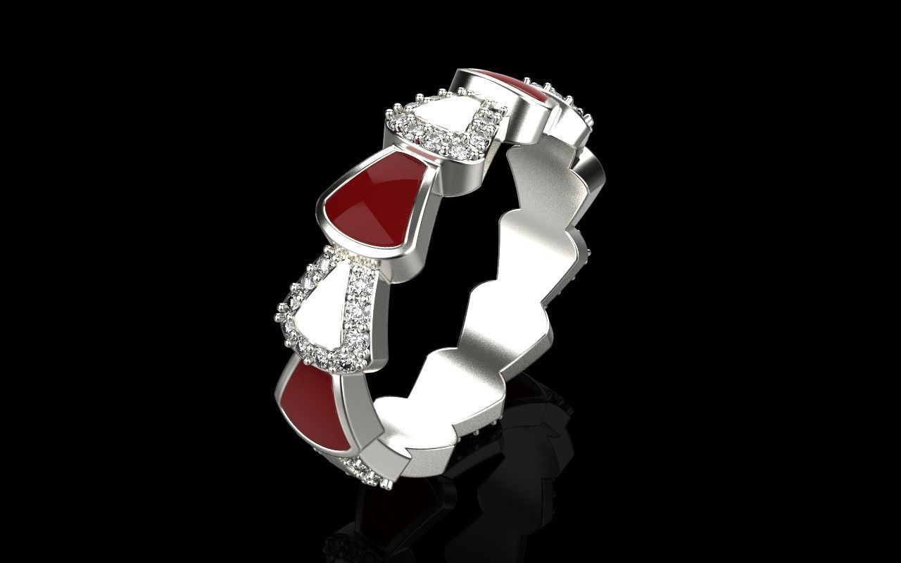 Enamel Serpenti collection ring with gems model 895 3D print model_29