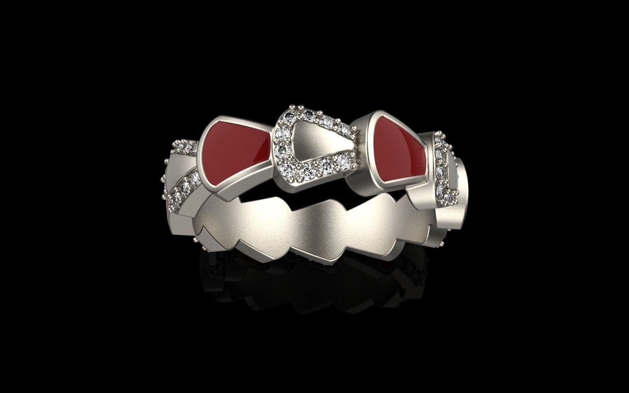 Enamel Serpenti collection ring with gems model 895 3D print model_20