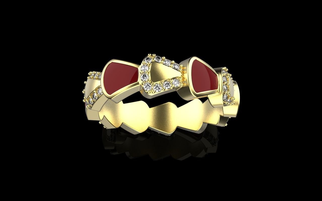 Enamel Serpenti collection ring with gems model 895 3D print model_19