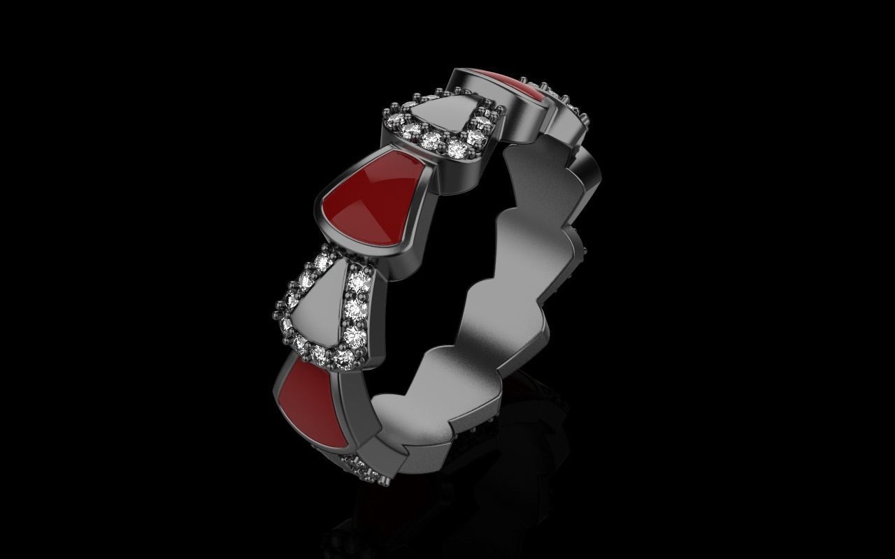 Enamel Serpenti collection ring with gems model 895 3D print model_28
