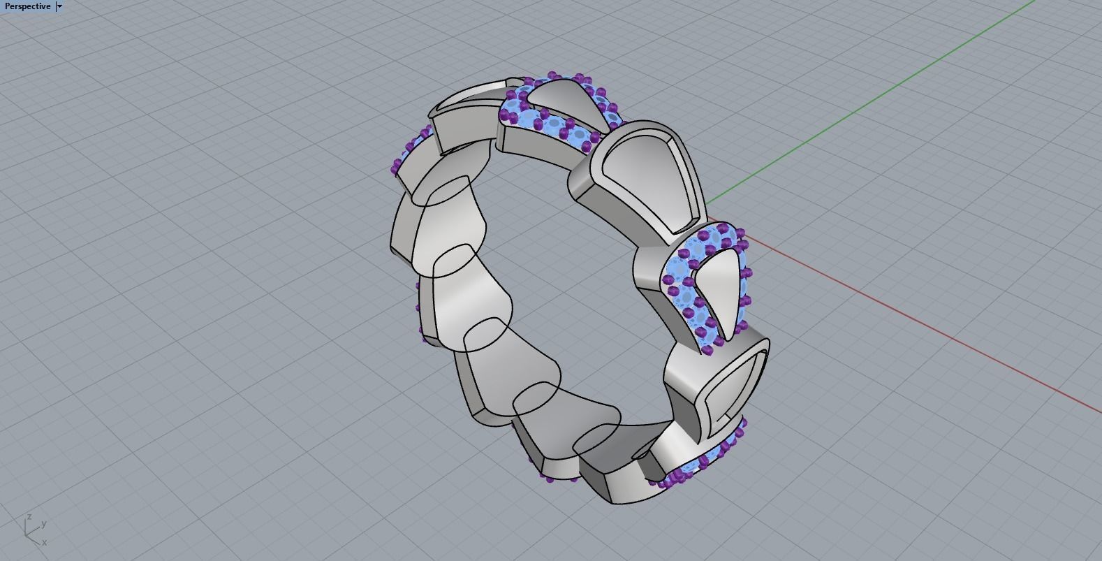 Enamel Serpenti collection ring with gems model 895 3D print model_10