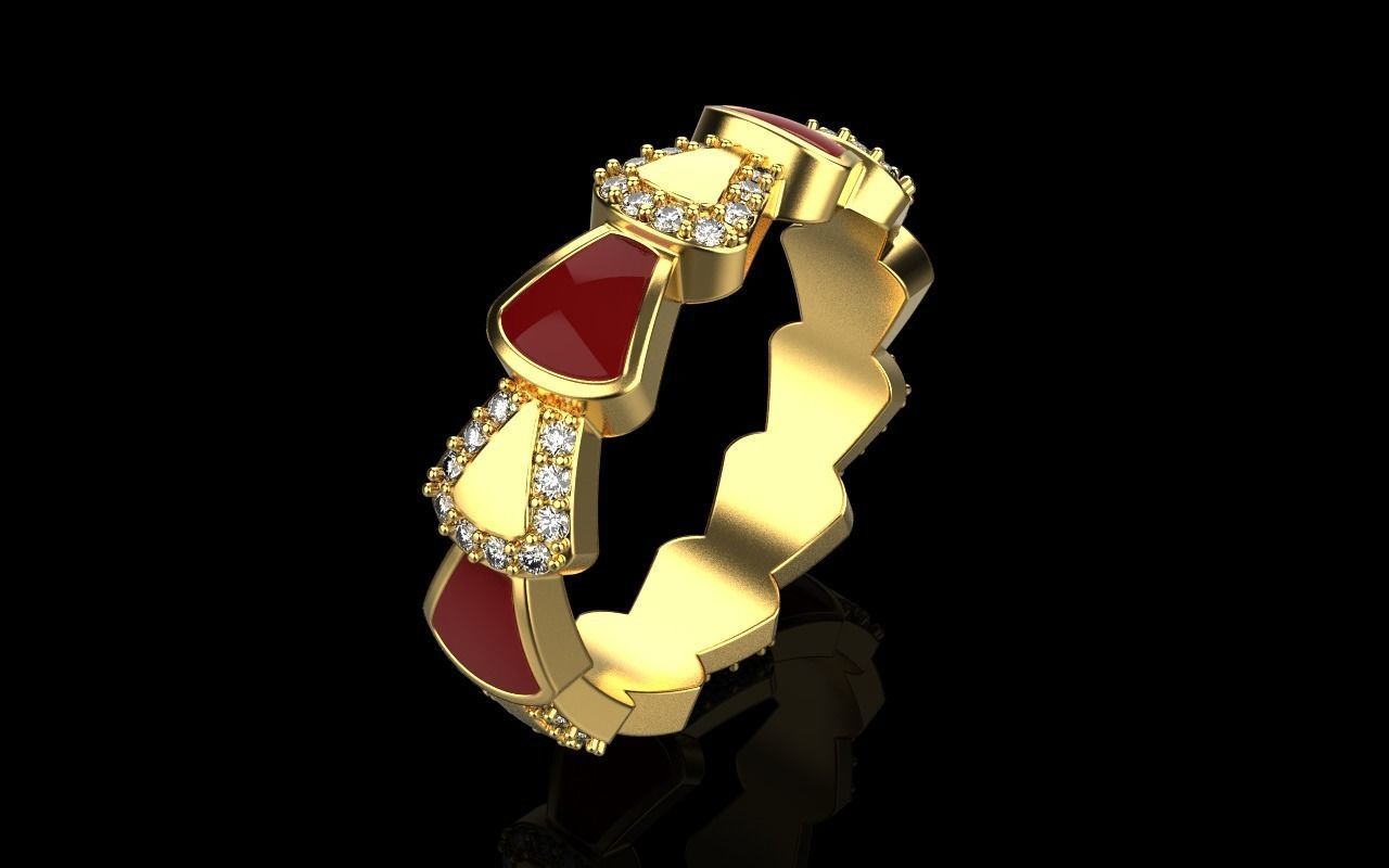Enamel Serpenti collection ring with gems model 895 3D print model_25