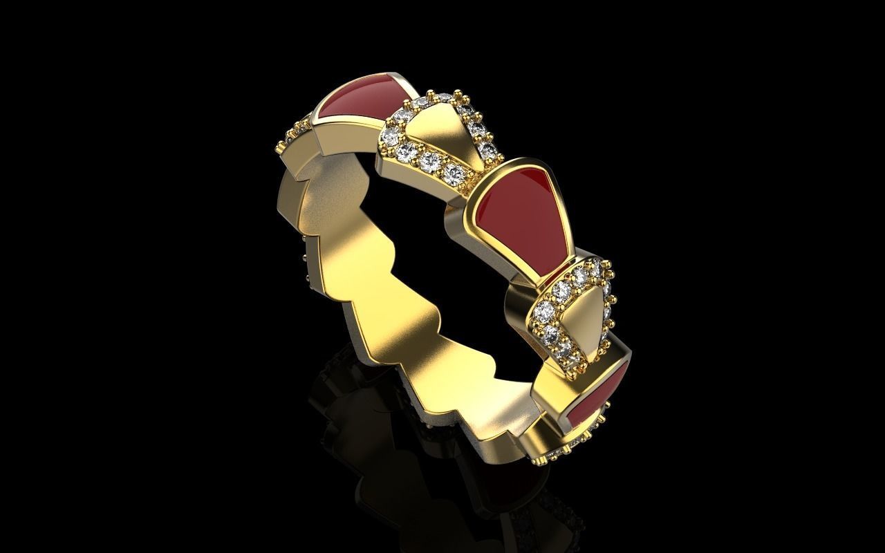 Enamel Serpenti collection ring with gems model 895 3D print model_17