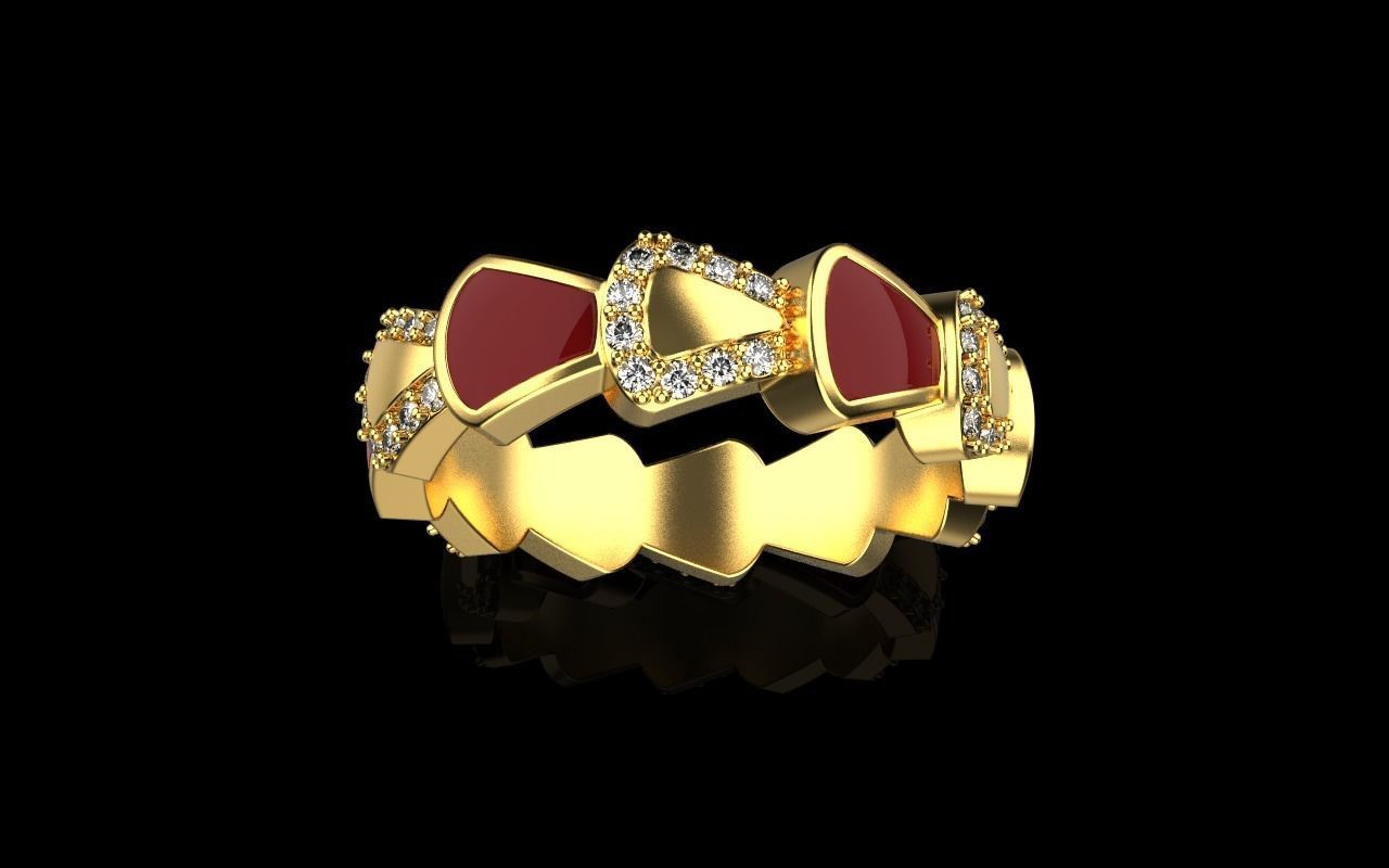 Enamel Serpenti collection ring with gems model 895 3D print model_18