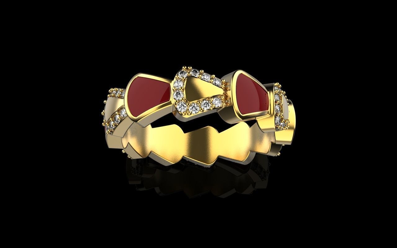 Enamel Serpenti collection ring with gems model 895 3D print model_24