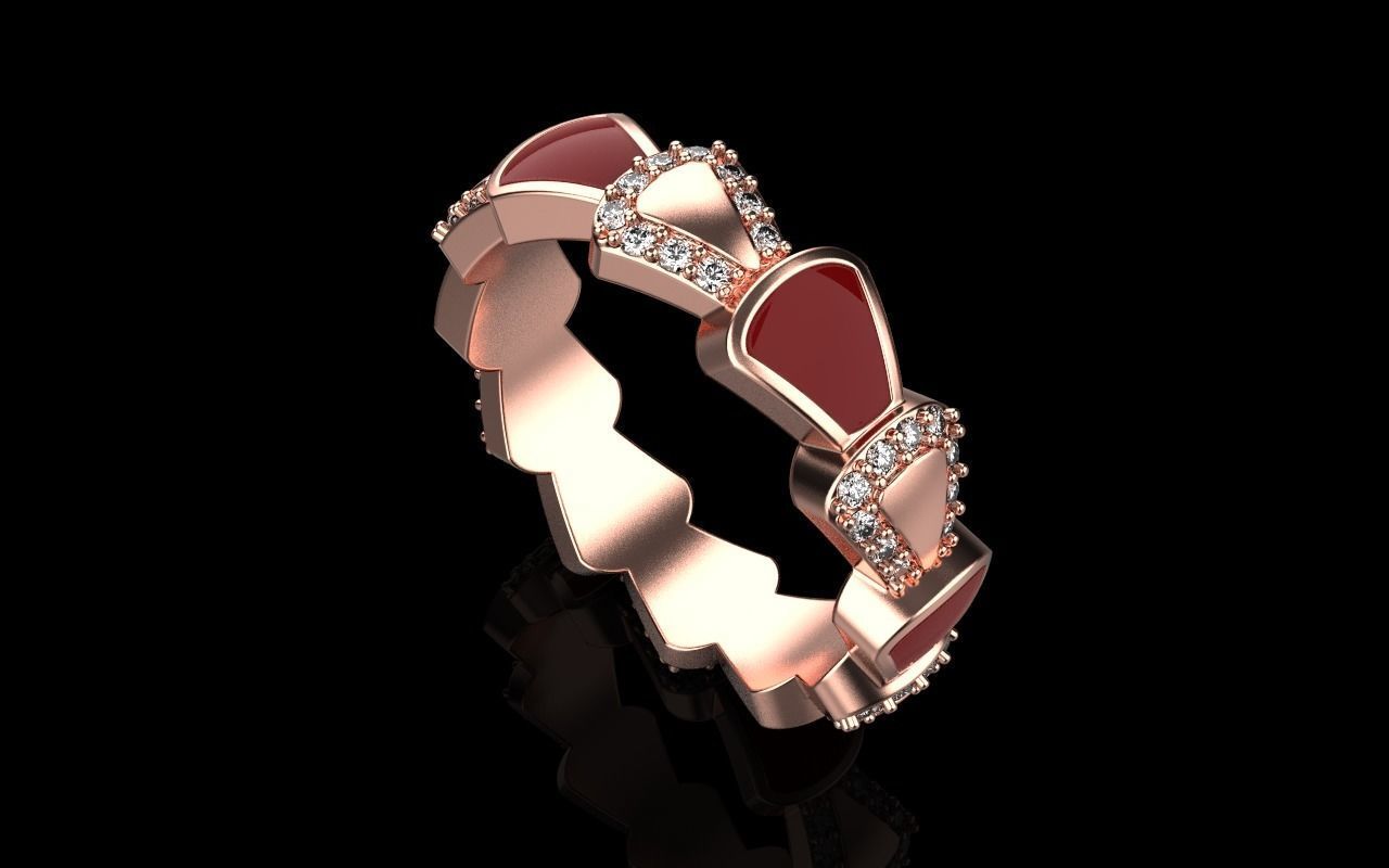 Enamel Serpenti collection ring with gems model 895 3D print model_14