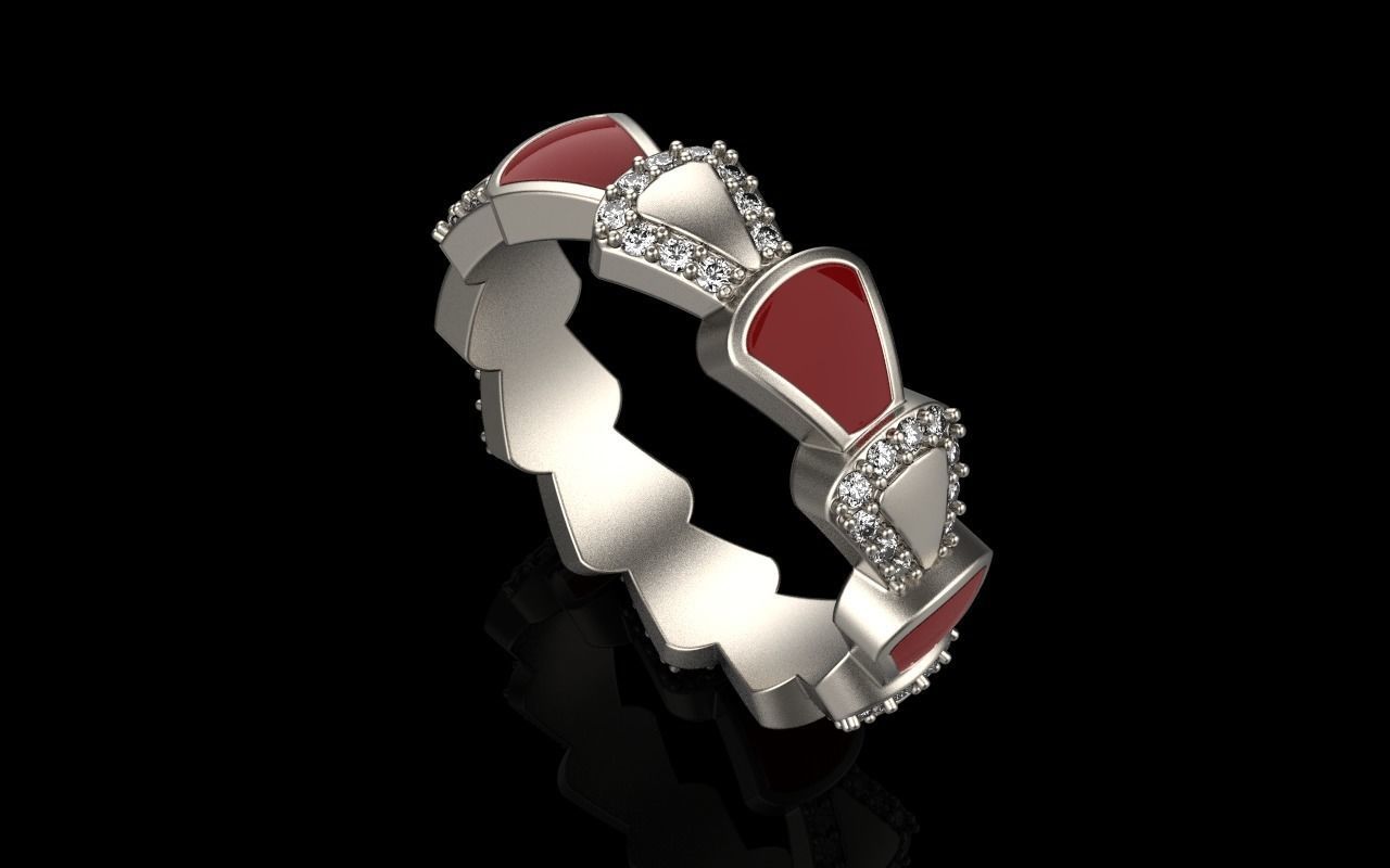 Enamel Serpenti collection ring with gems model 895 3D print model_2