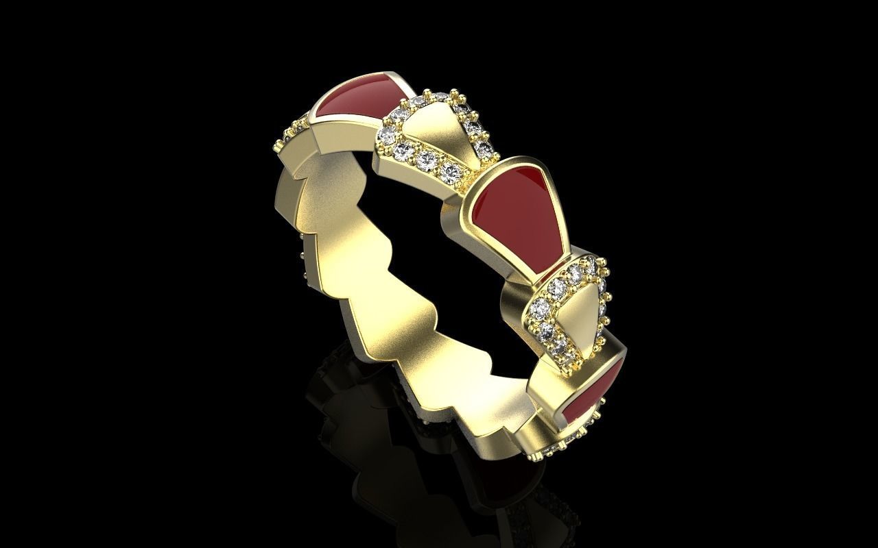 Enamel Serpenti collection ring with gems model 895 3D print model_13
