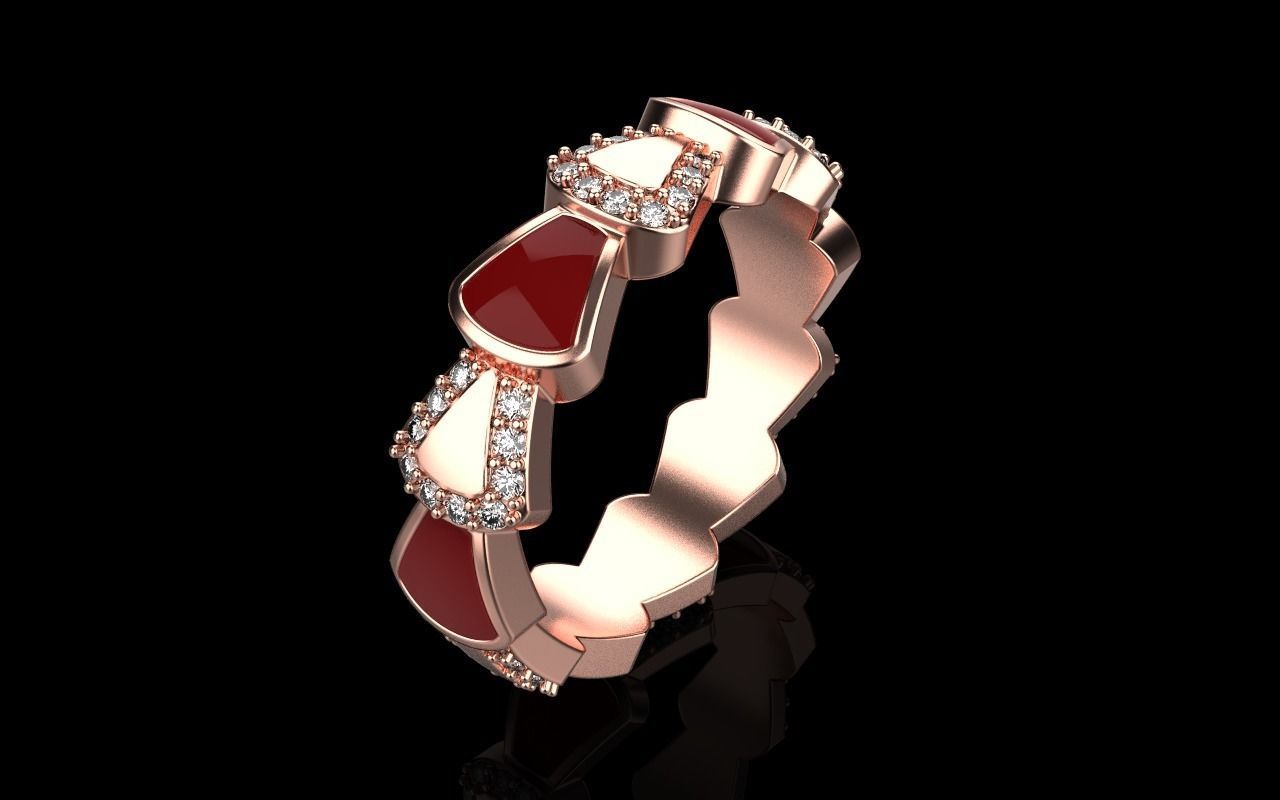 Enamel Serpenti collection ring with gems model 895 3D print model_27