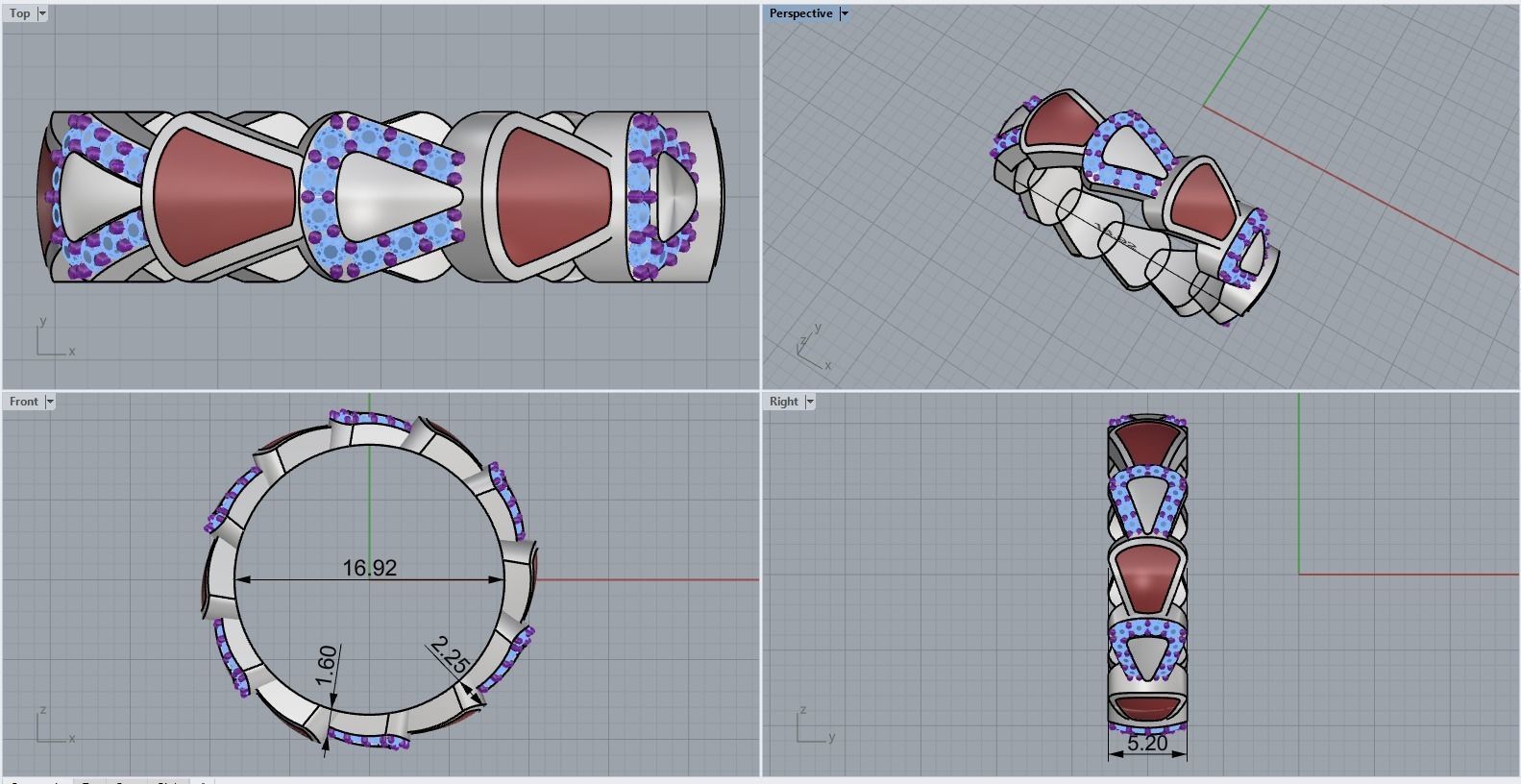 Enamel Serpenti collection ring with gems model 895 3D print model_3