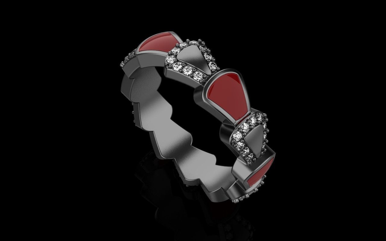 Enamel Serpenti collection ring with gems model 895 3D print model_15