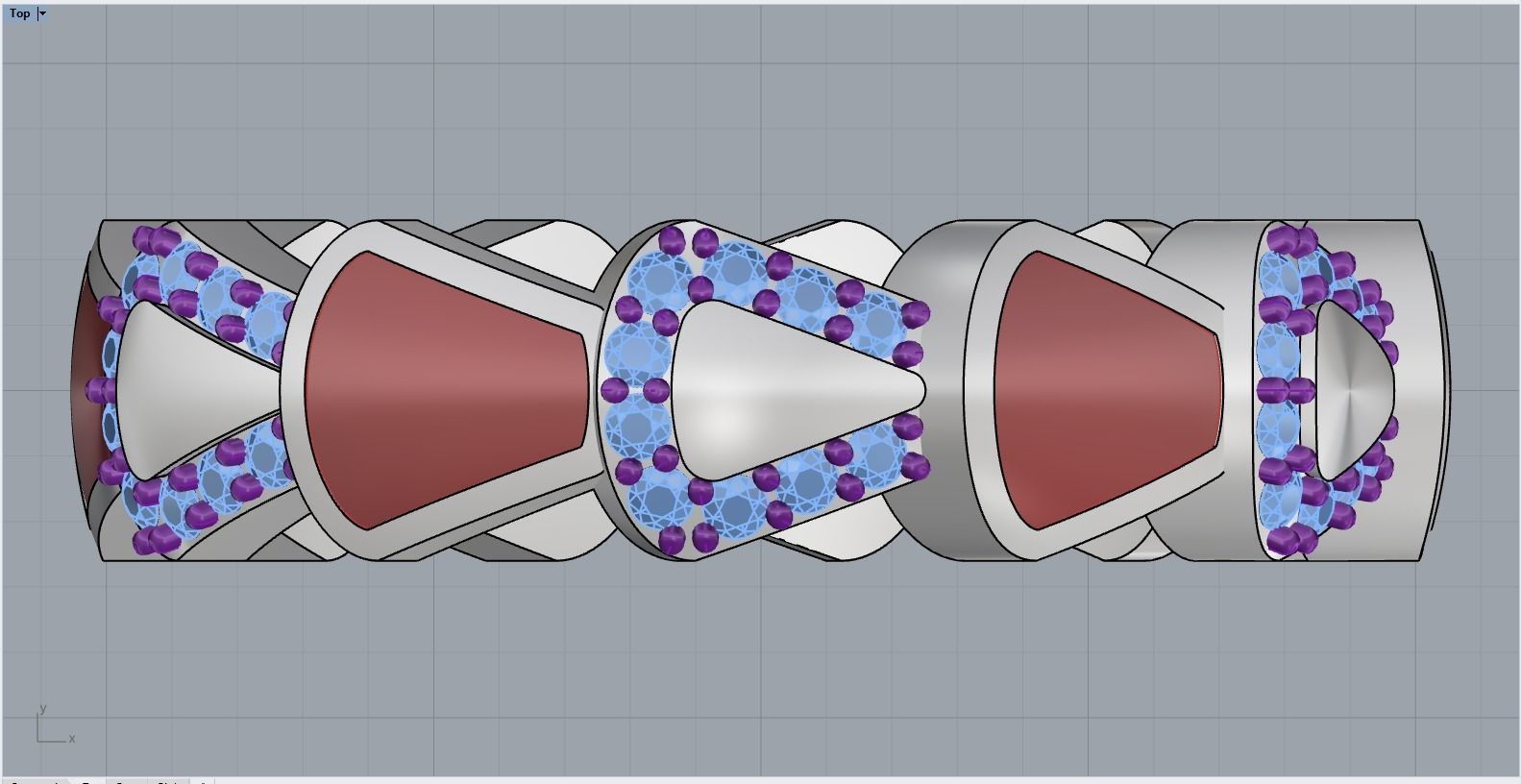 Enamel Serpenti collection ring with gems model 895 3D print model_5