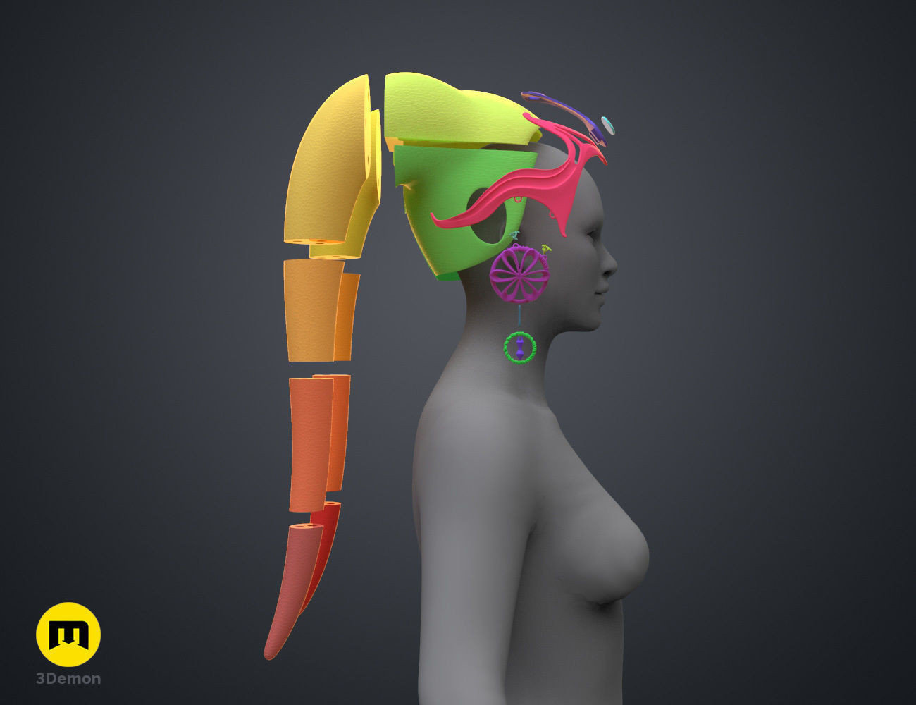 Garsa Fwips Headpiece - Star Wars Book of Boba Fett 3D print model_7