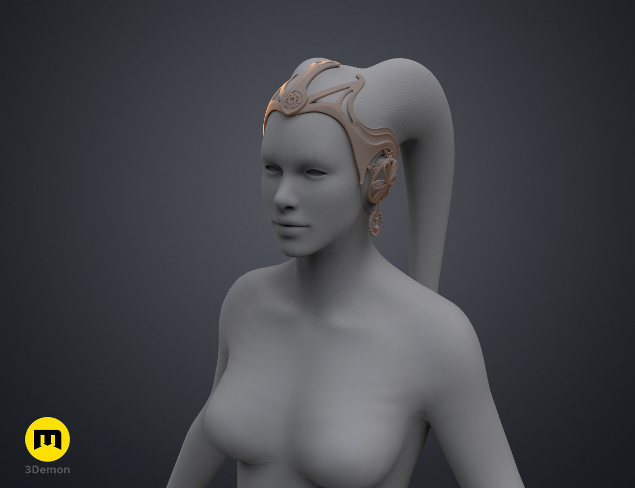 Garsa Fwips Headpiece - Star Wars Book of Boba Fett 3D print model_11