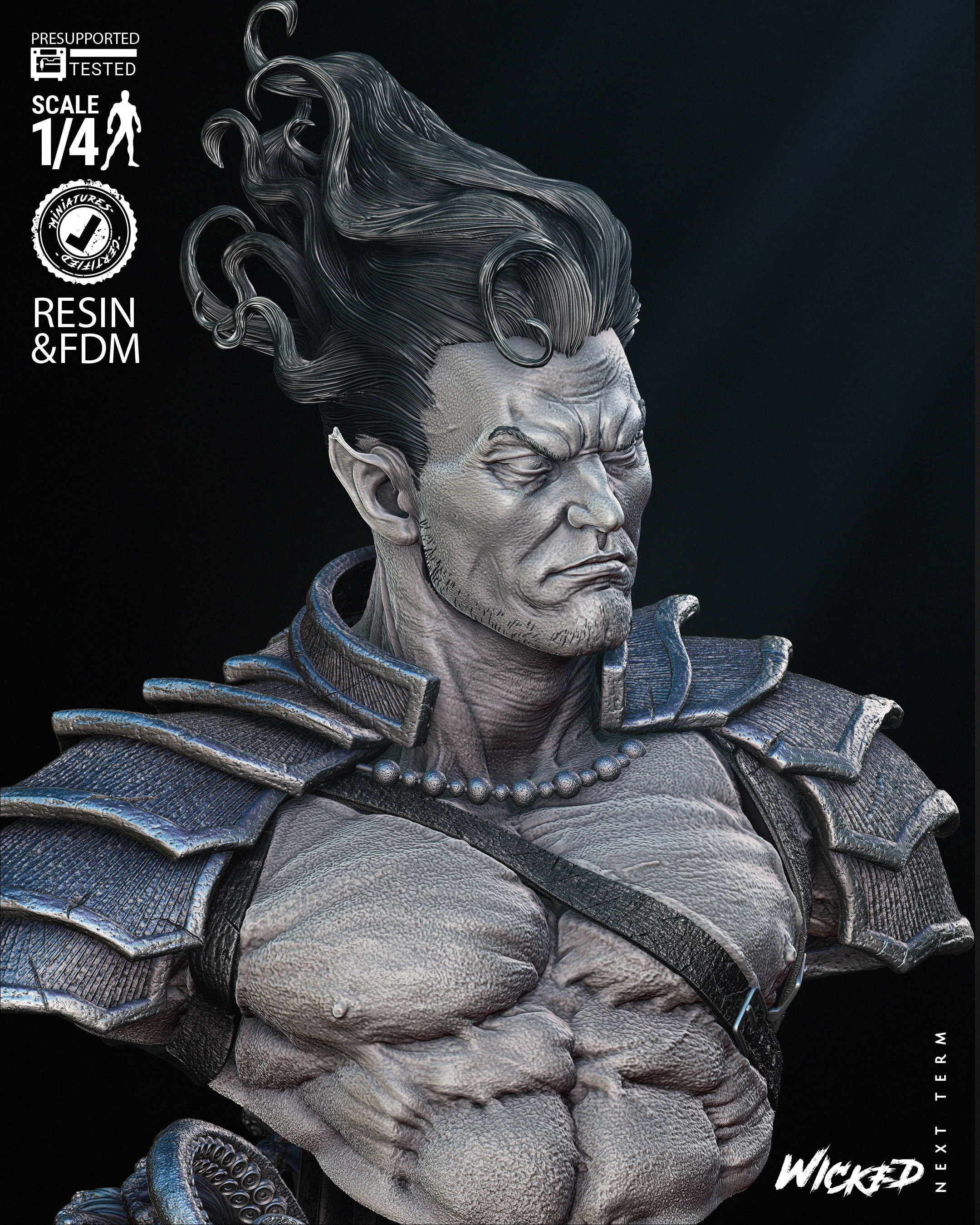 Wicked Marvel Namor Bust Portrait 3D print model_2