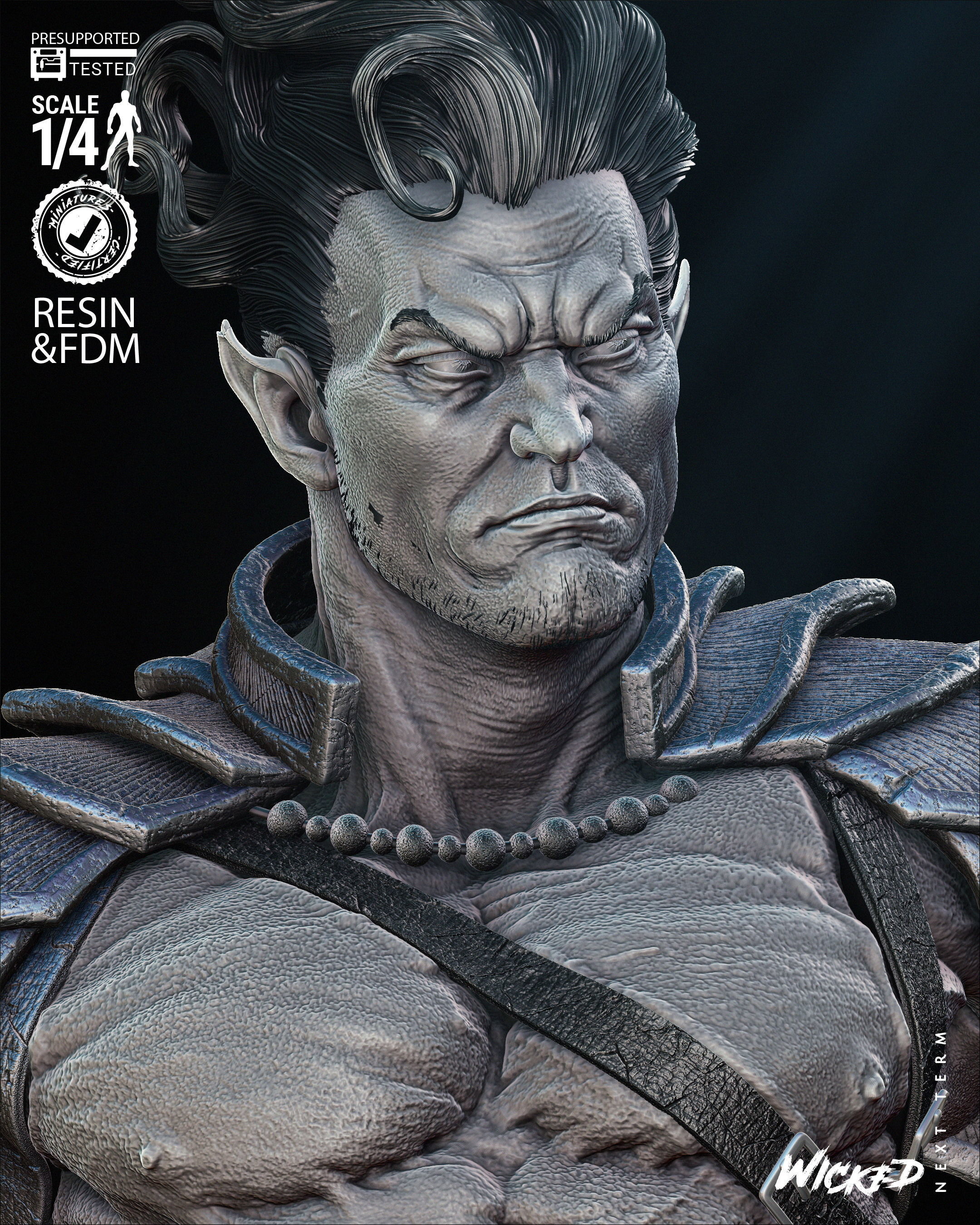 Wicked Marvel Namor Bust Portrait 3D print model_9