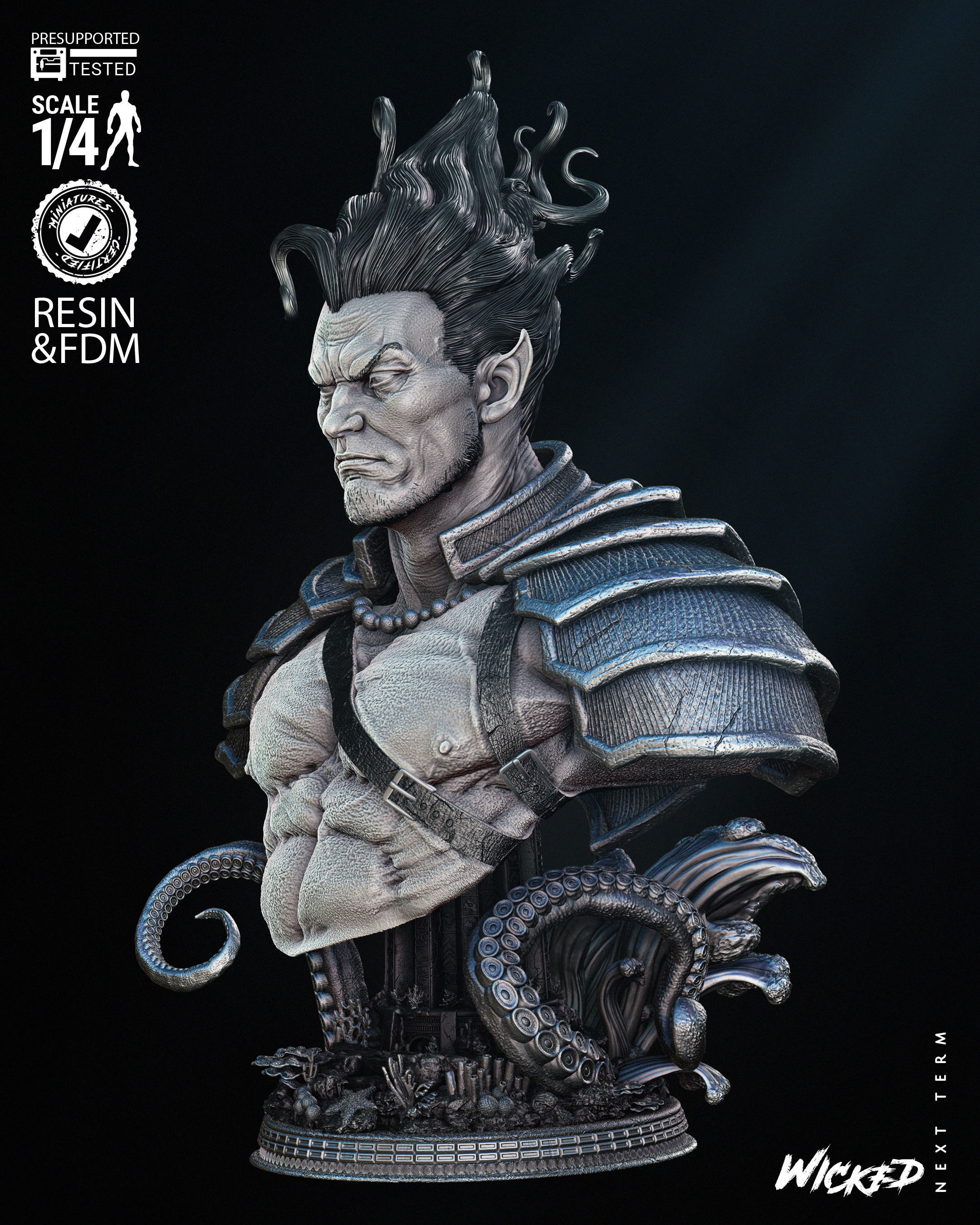 Wicked Marvel Namor Bust Portrait 3D print model_15