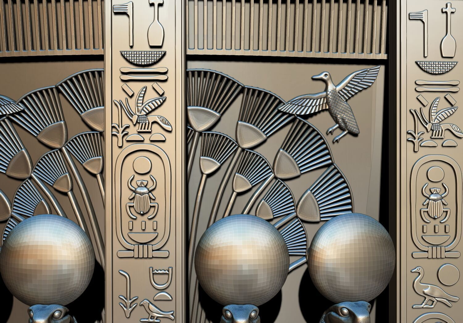 Tutankhamun Golden Throne Chair 3d printable model 3D print model_13