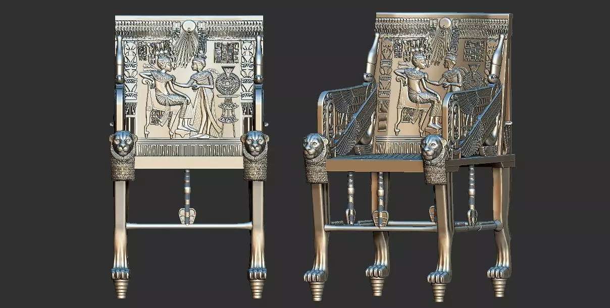 Tutankhamun Golden Throne Chair 3d printable model 3D print model_0