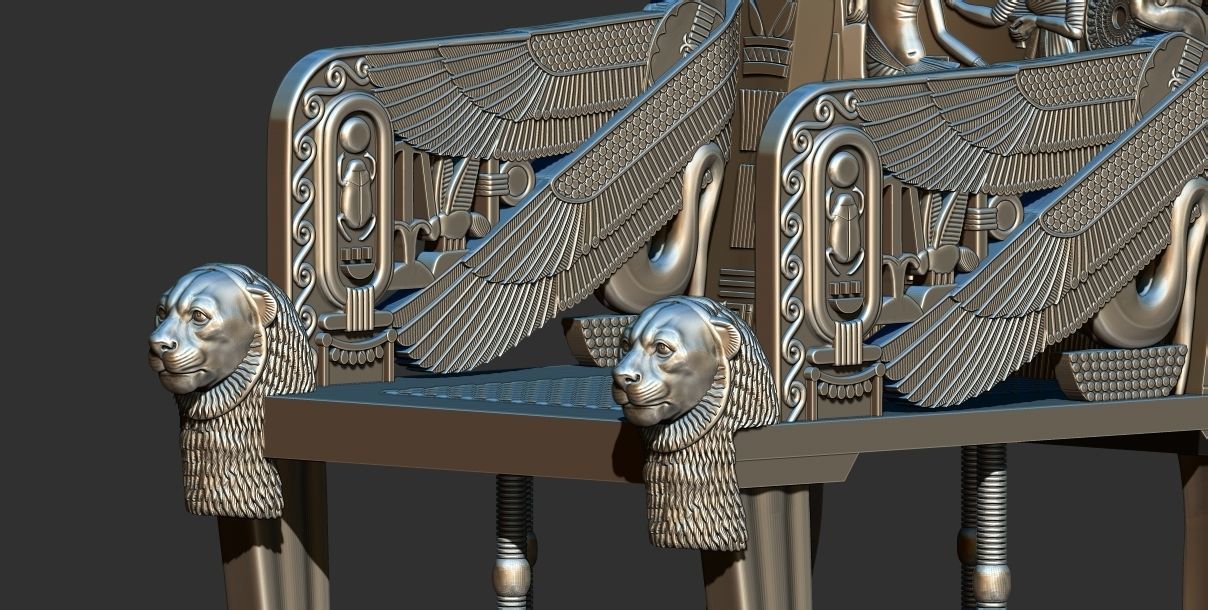 Tutankhamun Golden Throne Chair 3d printable model 3D print model_6