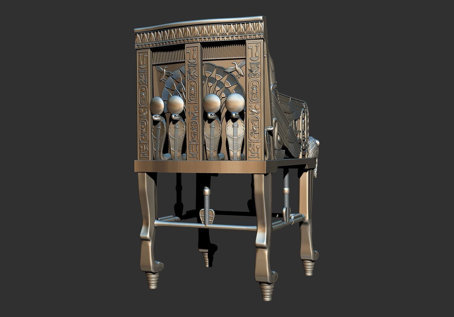 Tutankhamun Golden Throne Chair 3d printable model 3D print model_12