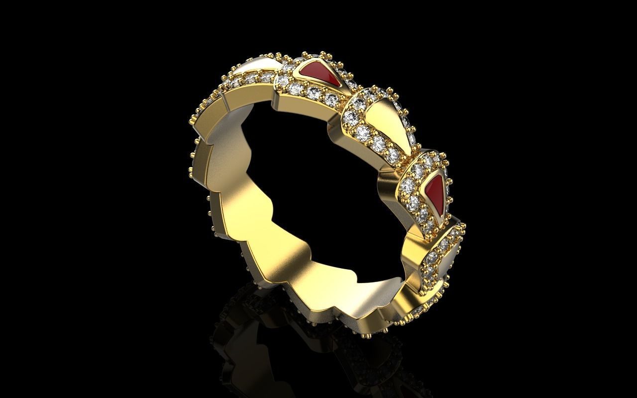 Enamel Serpenti collection ring with gems model 894 3D print model_29