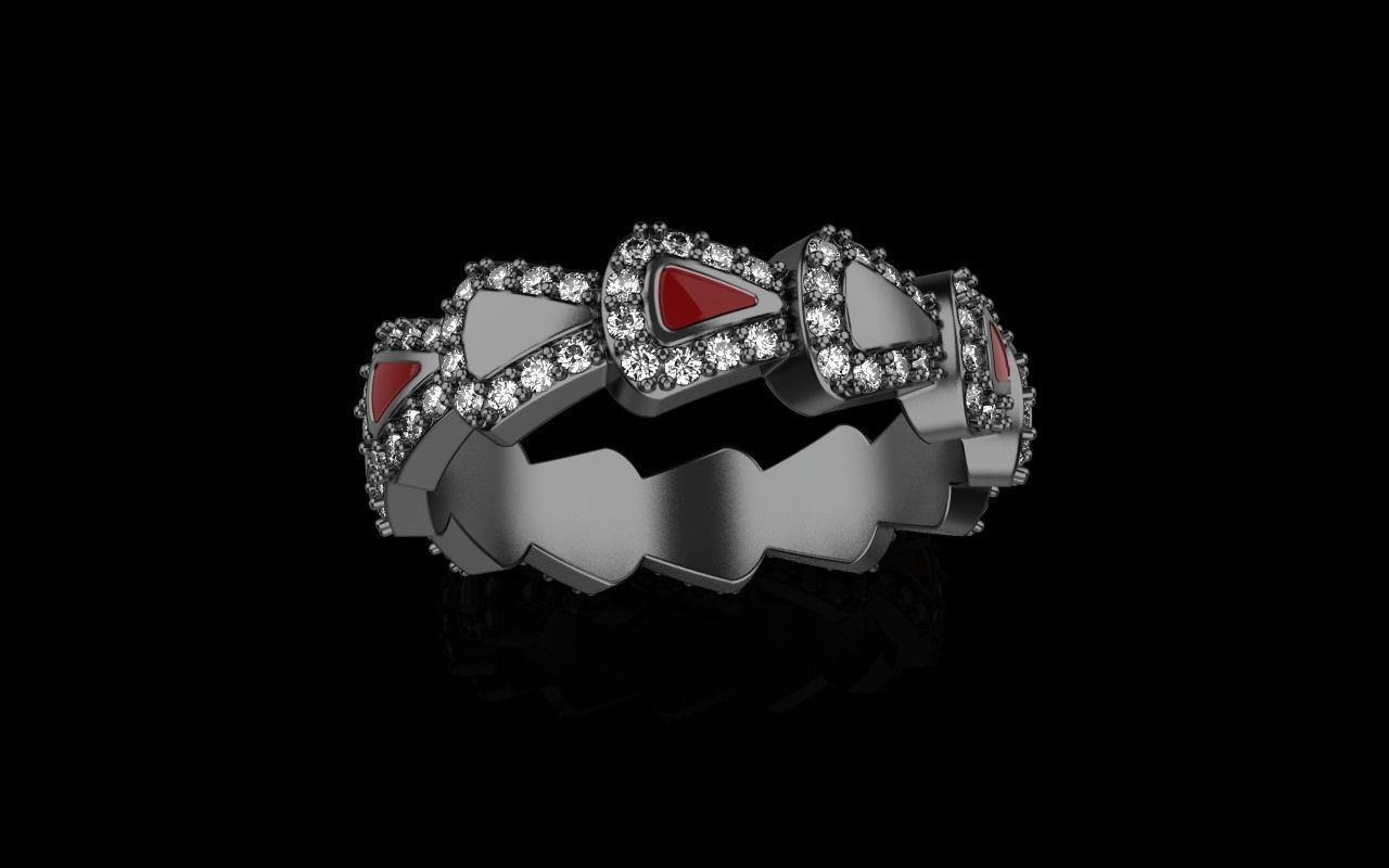 Enamel Serpenti collection ring with gems model 894 3D print model_22