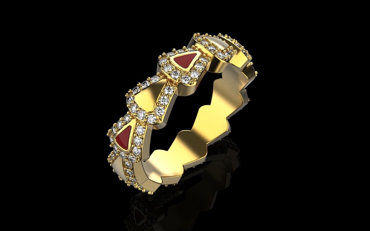 Enamel Serpenti collection ring with gems model 894 3D print model_17