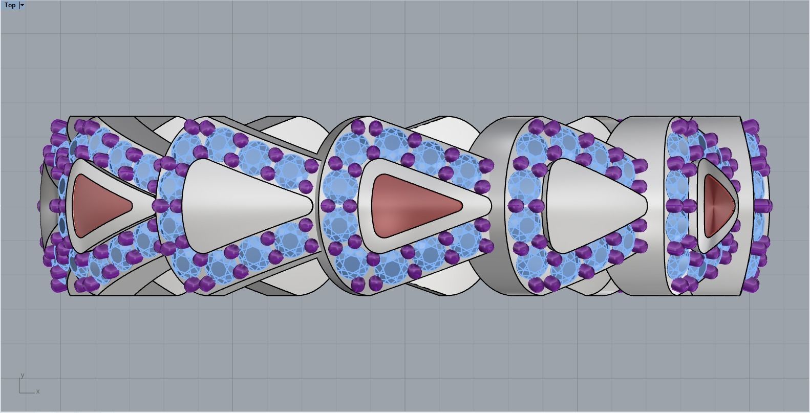 Enamel Serpenti collection ring with gems model 894 3D print model_6