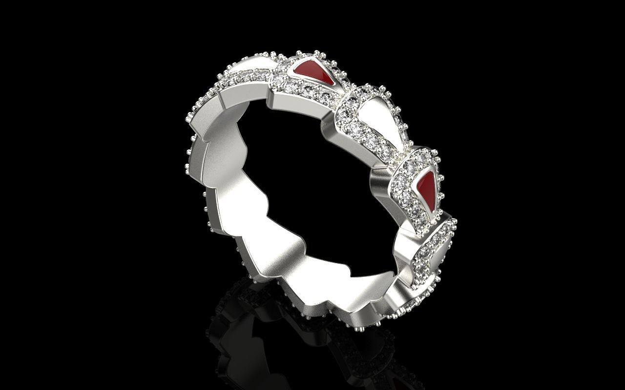 Enamel Serpenti collection ring with gems model 894 3D print model_28