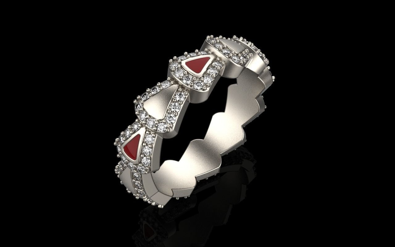 Enamel Serpenti collection ring with gems model 894 3D print model_1