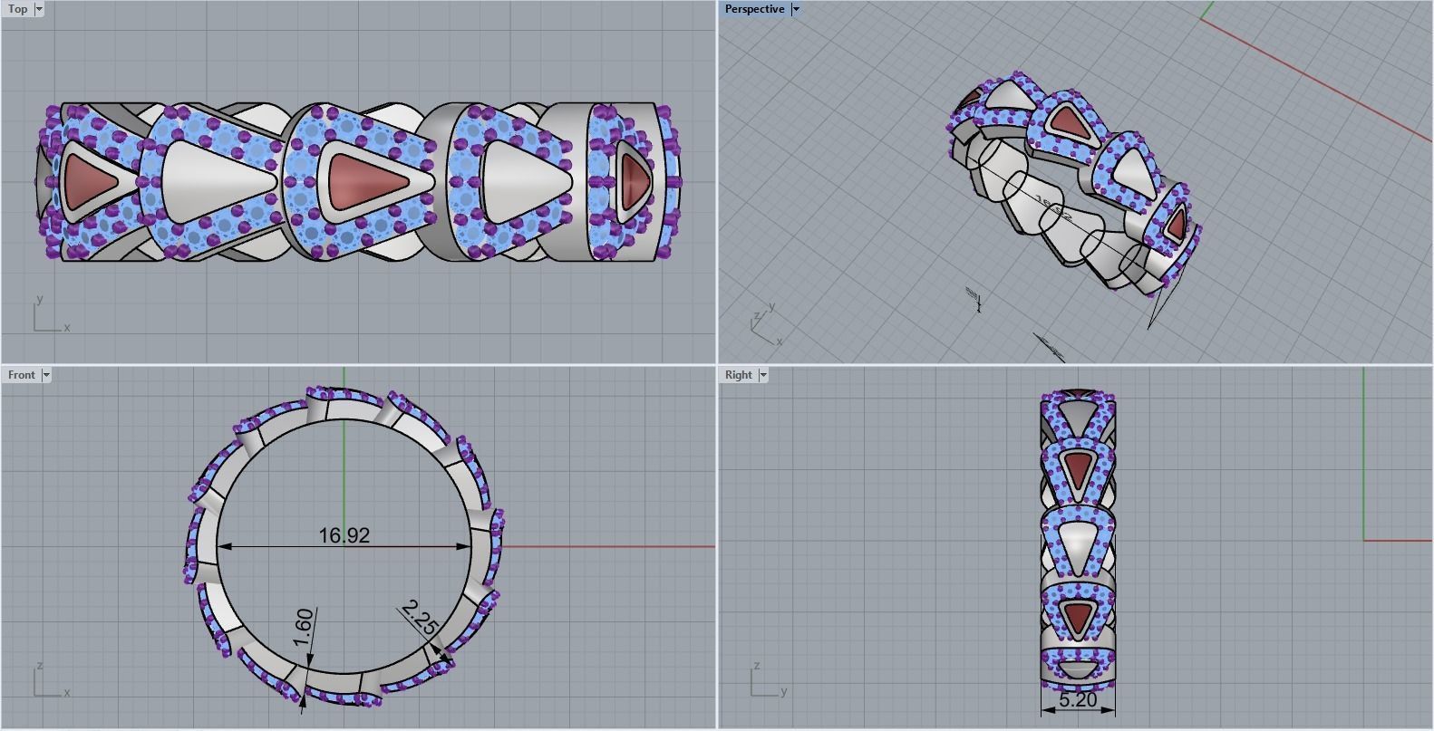 Enamel Serpenti collection ring with gems model 894 3D print model_3