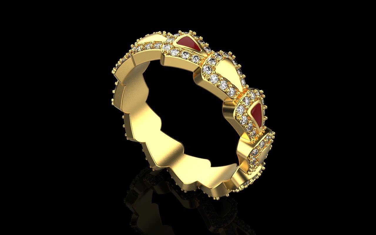 Enamel Serpenti collection ring with gems model 894 3D print model_25