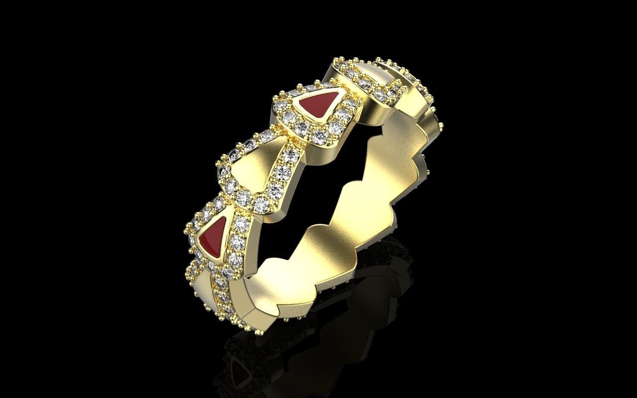 Enamel Serpenti collection ring with gems model 894 3D print model_13