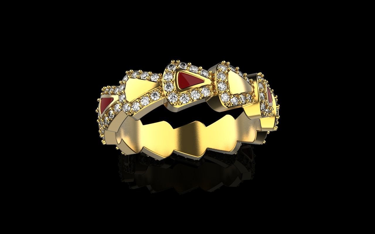 Enamel Serpenti collection ring with gems model 894 3D print model_24