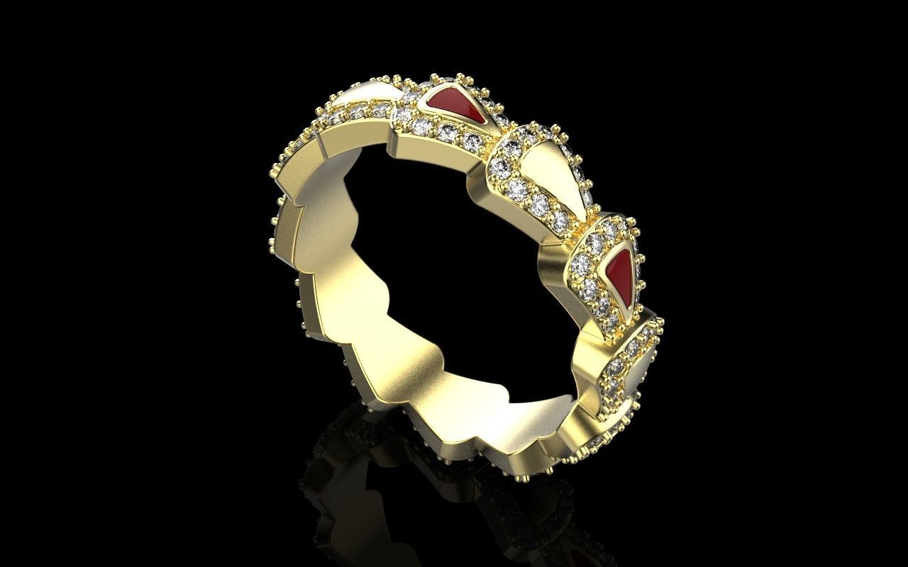 Enamel Serpenti collection ring with gems model 894 3D print model_26