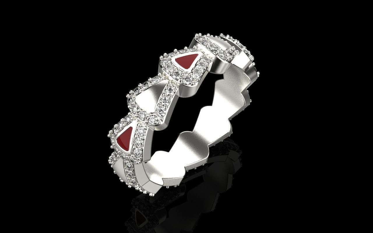 Enamel Serpenti collection ring with gems model 894 3D print model_16