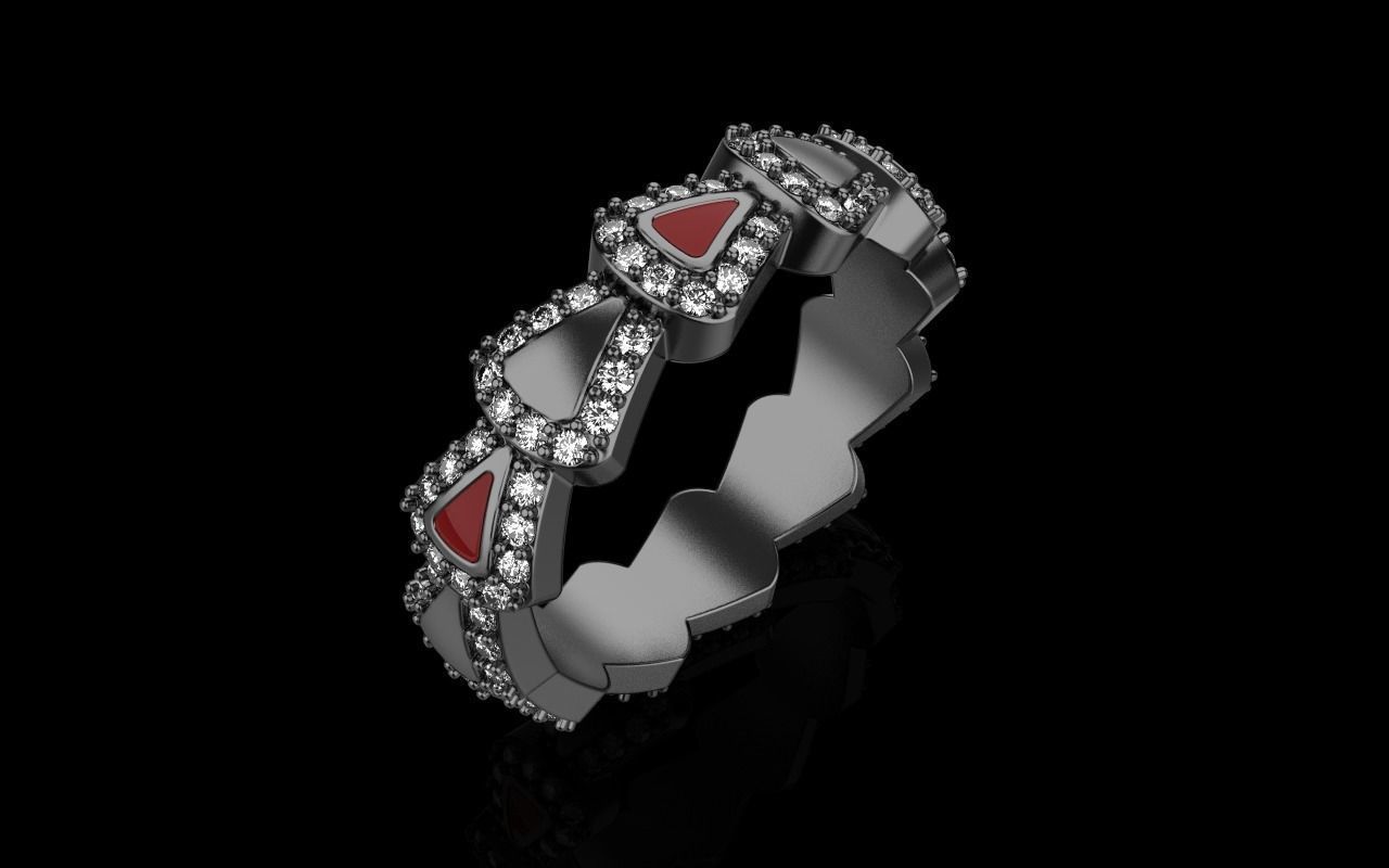 Enamel Serpenti collection ring with gems model 894 3D print model_15
