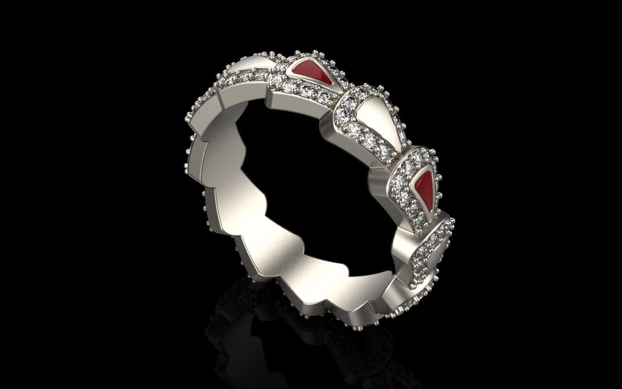 Enamel Serpenti collection ring with gems model 894 3D print model_2