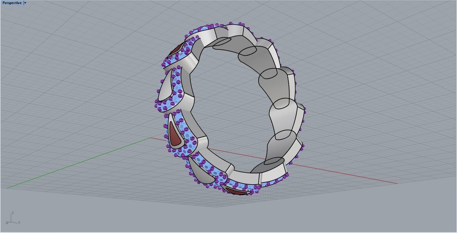 Enamel Serpenti collection ring with gems model 894 3D print model_10