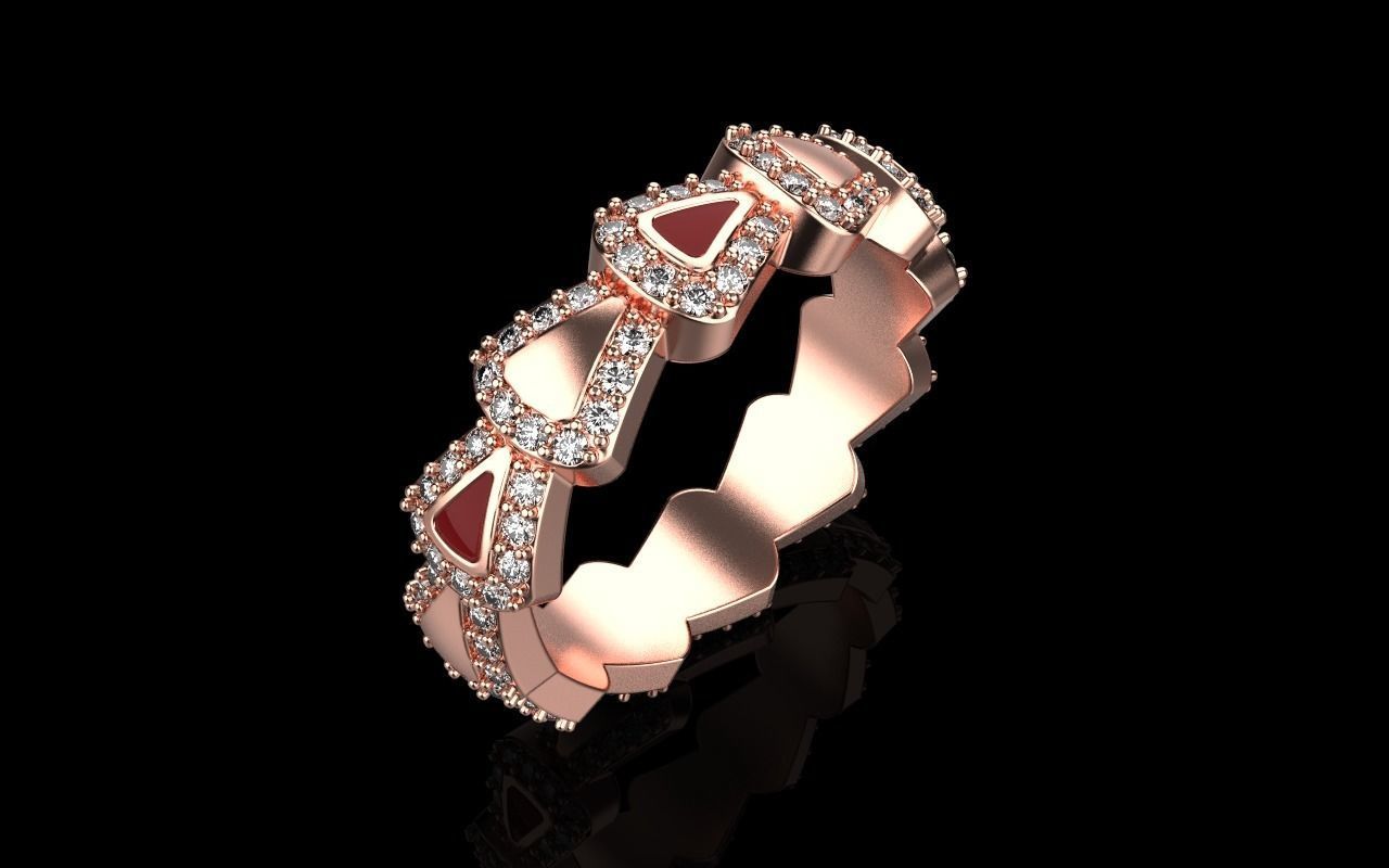 Enamel Serpenti collection ring with gems model 894 3D print model_14